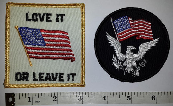 2 USA AMERICA LOVE IT OR LEAVE IT DON'T THREAD ON ME USA OF A LIBERTY PATCH LOT