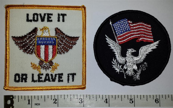 2 USA AMERICA LOVE IT OR LEAVE IT DON'T THREAD ON ME USA OF A EAGLE PATCH LOT