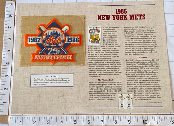 1986 NEW YORK METS MLB BASEBALL WILLABEE & WARD COOPERSTOWN PATCH