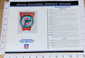 MIAMI DOLPHINS 30TH ANNIVERSARY PERFECT SEASON NFL WILLABEE & WARD STAT & PATCH