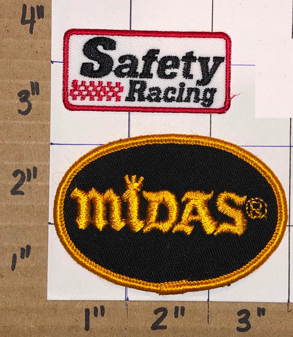 2 MIDAS MUFFLER SAFETY RACING NASCAR SPONSOR NHRA GRAND PRIX EMBLEM PATCH LOT
