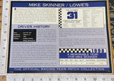 TEAM LOWE'S RACING MIKE SKINNER WILLABEE & WARD FACT SHEET EMBLEM PATCH