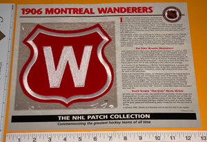 1 OFFICIAL 1906 MONTREAL WANDERERS  NHL HOCKEY WILLABEE & WARD PATCH MIP