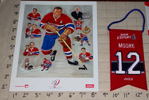DICKIE MOORE MONTREAL CANADIENS #12 RETIREMENT BANNER NHL LITHOGRAM RDS MOLSON
