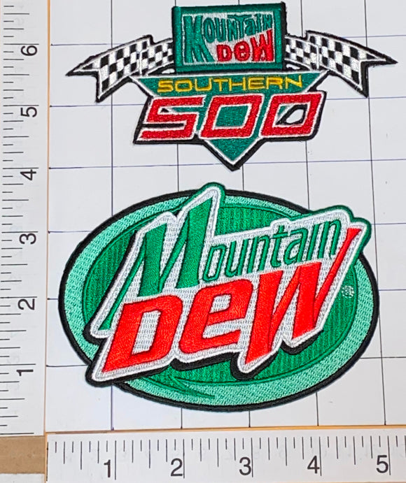2 MOUNTAIN DEW SOUTHERN 500 NASCAR WINSTON SOFT DRINK PATCH LOT