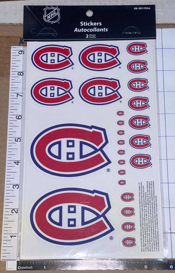 MONTREAL CANADIENS NHL HOCKEY STICKER DECALS MIP 2 SHEETS
