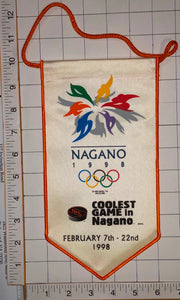 1998 NAGANO OLYMPICS NHL OFFICIALLY LICENSED 10" COOLEST PENNANT RAYON BANNER