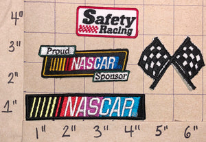 4 NASCAR SAFETY RACING STOCK CAR AUTO RACING FLAGS CREST EMBLEM PATCH LOT