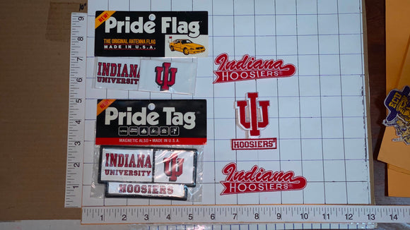5 INDIANA HOOSIERS UNIVERSITY NCAA PRIDE FLAG TAG PATCH LOT