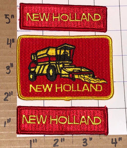 3 FORD NEW HOLLAND AGRICULTURE TRACTORS HARVESTER CREST EMBLEM RED PATCH LOT