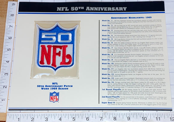 NFL 50TH ANNIVERSARY NATIONAL FOOTBALL LEAGUE WILLABEE & WARD STAT & PATCH