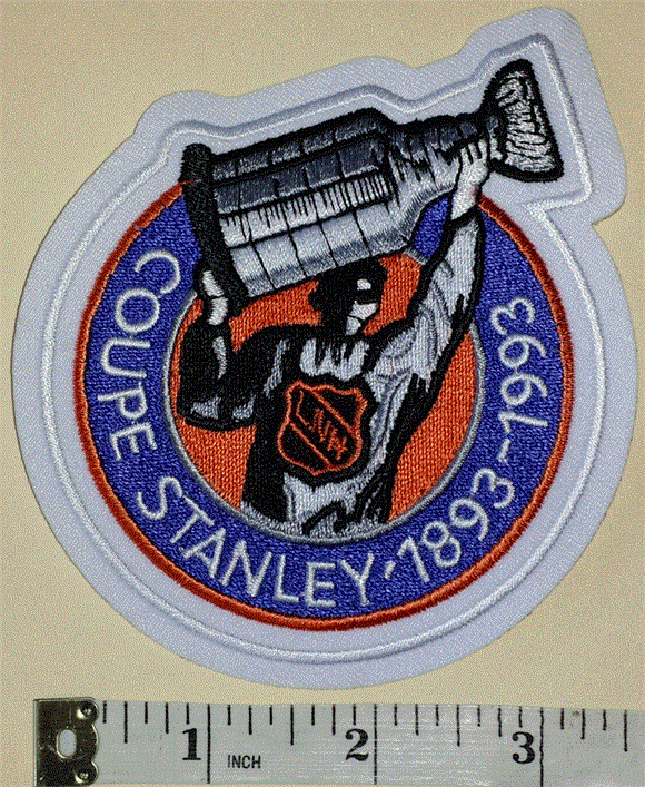 1993 NHL 100th ANNIVERSARY COUPE STANLEY CUP FRENCH VERSION TROPHY CREST PATCH