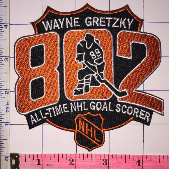 WAYNE GRETZKY 802 ALL TIME GOAL SCORER RECORD LA KINGS EDMONTON OILERS NHL PATCH