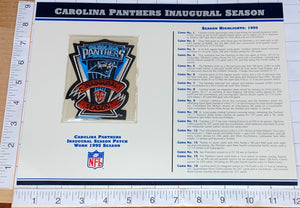 CAROLINA PANTHERS INAUGURAL SEASON NFL FOOTBALL WILLABEE & WARD STAT & PATCH