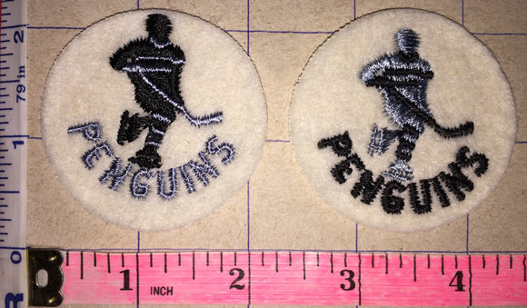 2 VINTAGE PITTSBURGH PENGUINS 2 inch NHL HOCKEY CREST PATCH LOT