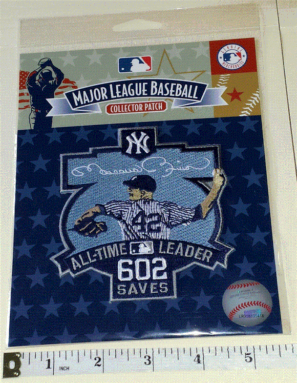 OFFICIAL MLB NEW YORK YANKEES MARIANO RIVERA ALL TIME LEADER 602 SAVES PATCH MIP