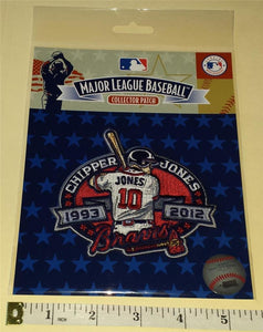 OFFICIAL MLB ATLANTA BRAVES CHIPPER JONES #10 RETIREMENT 1993-2012 PATCH MIP