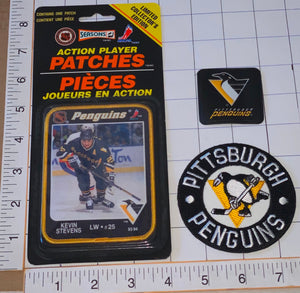 3 RARE PITTSBURGH PENGUINS KEVIN STEVENS NHL HOCKEY ACTION PLAYER PATCH LOT