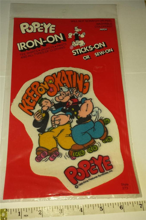 1 RARE VINTAGE 1980 KEEP ON SKATING POPEYE MINT IN PACKAGE PATCH EMBLEM CREST
