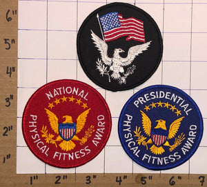 3 PRESIDENTIAL PHYSICAL NATIONAL FITNESS AWARD EAGLE USA UNITED STATES PATCH LOT
