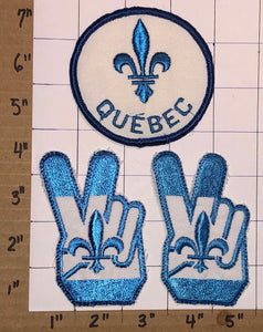 3 QUEBEC ENGLISH FRENCH PEACE VOYAGER TRAVEL TOURIST CREST PATCH LOT