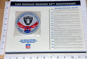LOS ANGELES RAIDERS 25TH ANNIVERSARY NFL FOOTBALL WILLABEE & WARD STAT & PATCH
