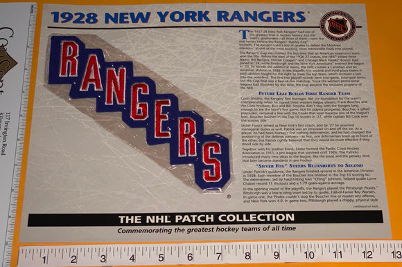 1 OFFICIAL 1928 NEW YORK RANGERS NHL HOCKEY WILLABEE & WARD PATCH MIP