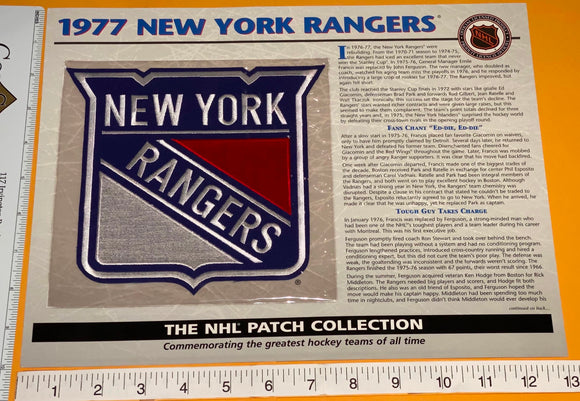 1 OFFICIAL 1977 NEW YORK RANGERS NHL HOCKEY WILLABEE & WARD PATCH MIP
