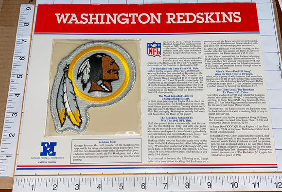 WASHINGTON REDSKINS NFL FOOTBALL TEAM EMBLEM WILLABEE & WARD INFO STAT & PATCH