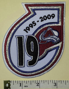 1 COLORADO AVALANCHE JOE SAKIC NHL HOCKEY RETIREMENT 1995-2009 EMBLEM PATCH