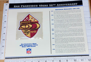 SAN FRANCISCO 49ERS 50TH ANNIVERSARY NFL FOOTBALL WILLABEE & WARD STAT & PATCH