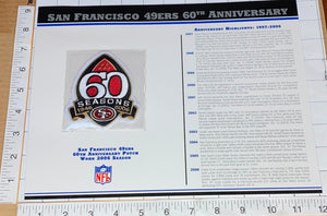 SAN FRANCISCO 49ERS 60TH ANNIVERSARY NFL FOOTBALL WILLABEE & WARD STAT & PATCH