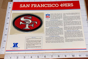 SAN FRANCISCO 49ERS NFL FOOTBALL TEAM EMBLEM WILLABEE & WARD INFO STAT & PATCH