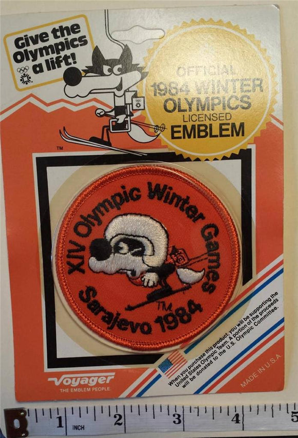 1 VINTAGE 1984 SARAJEVO XIV WINTER OLYMPICS DOWN HIILL SKIING CREST MIP PATCH