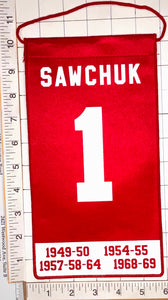 TERRY SAWCHUK DETROIT RED WINGS RETIREMENT NHL HOCKEY OFFICIAL PENNANT BANNER