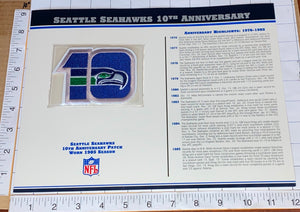 SEATTLE SEAHAWKS 10TH ANNIVERSARY NFL FOOTBALL WILLABEE & WARD STAT & PATCH