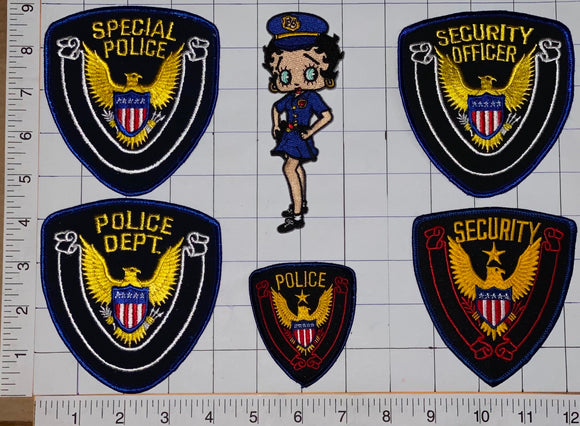6 DIFFERENT POLICE DEPARTMENT SPECIAL BETTY BOOP CONSTABLE PATCH LOT