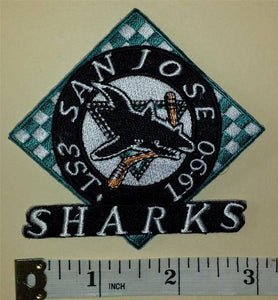 1 SAN JOSE SHARKS 1990 - 91 INAUGURAL RACING FLAGS NHL HOCKEY BADGE CREST PATCH
