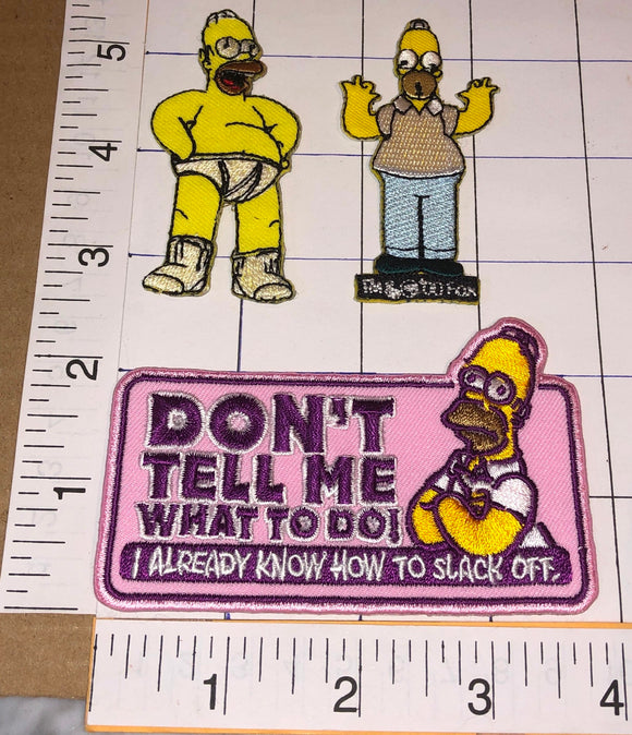 3 THE SIMPSONS AMERICAN ANIMATED SITCOM PATCH LOT HOMER BART MARGE LISA