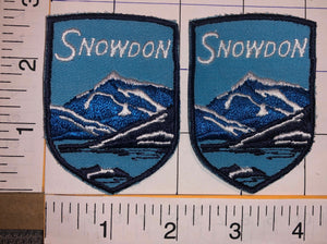 2 VINTAGE SNOWDON MOUNTAINS IN WALES VALCANOES TRAVEL TOURIST SKIING PATCH LOT