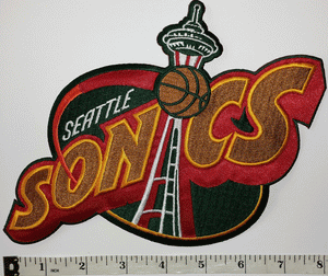 1 SEATTLE SUPERSONICS SONICS NBA BASKETBALL  8" BASKETBALL CREST EMBLEM PATCH