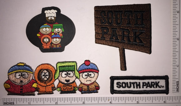 4 SOUTH PARK COMEDY CENTRAL ANIMATED SITCOM PATCH LOT KENNY KYLE CARTMAN STAN