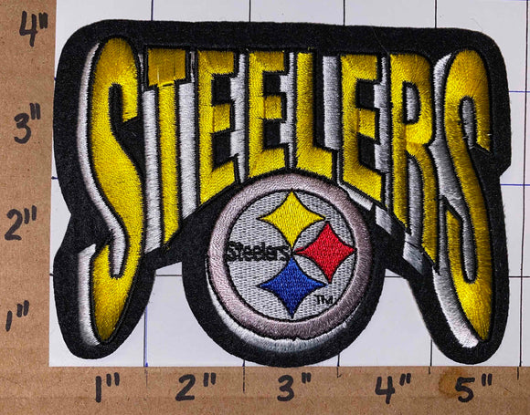 PITTSBURGH STEELERS 5 INCHES SCRIPT NFL FOOTBALL EMBLEM CREST PATCH