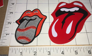 THE ROLLING STONES MLB BASEBALL RED SOX TONGUE CONCERT MUSIC PATCH + STICKER