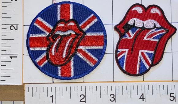 2 THE ROLLING STONES BRITISH TONGUE CONCERT MUSIC PATCH LOT JAGGER RICHARDS