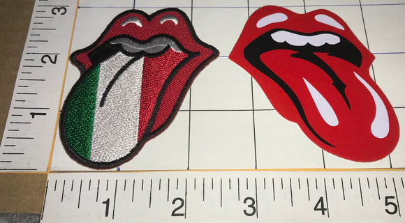 THE ROLLING STONES ITALIAN TONGUE CONCERT MUSIC PATCH + STICKER JAGGER RICHARDS