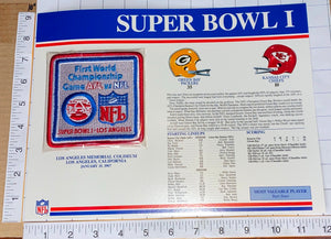 SUPER BOWL 1 PACKERS / CHIEFS 1967 Willabee & Ward OFFICIAL NFL STAT & PATCH