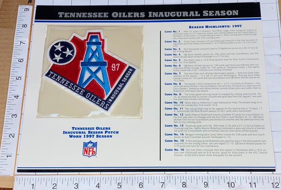 TENNESSEE OILERS INAUGURAL SEASON NFL FOOTBALL WILLABEE & WARD STAT & PATCH