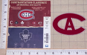 CENTENNIAL MONTREAL CANADIENS vs  TORONTO MAPLE LEAFS NHL HOCKEY PATCH & TICKET