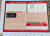 TONY STEWART HOME DEPOT WILLABEE & WARD NASCAR RACING SPEC SHEET EMBLEM PATCH